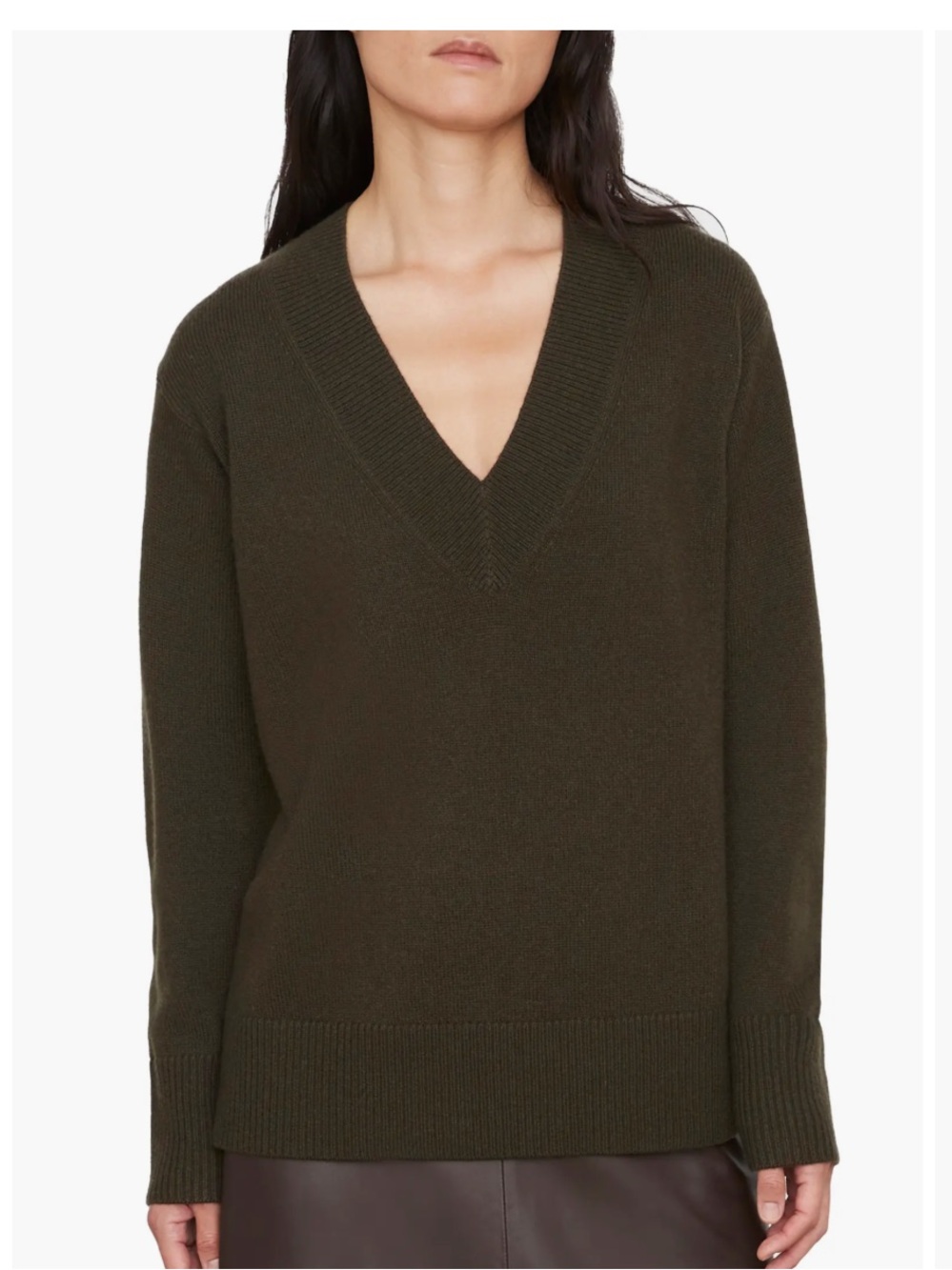 NWT Vince V-Neck Oversized Cashmere & Wool Sweater in Forest Green